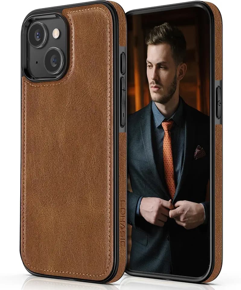 LOHASIC Compatible with iPhone 15 Case, Luxury Elegant Leather, Brown