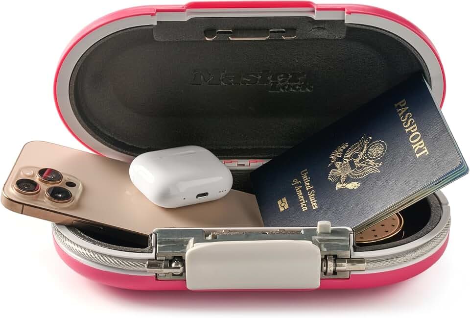 Master Lock Portable Personal Travel Safe, Water Resistant, 5900DPNKHC