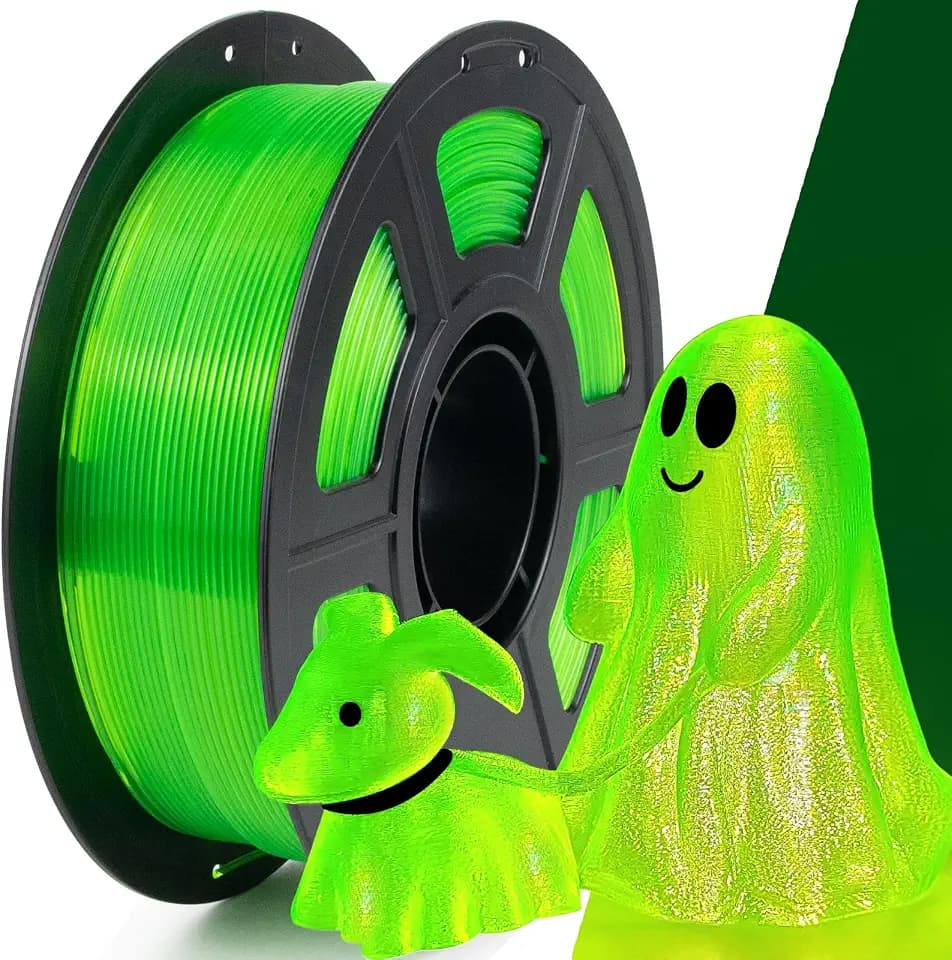 IEMAI PETG Filament 1.75mm, Transparent PETG Fluoreszierendes Grün 1Kg, High Speed 3D Drucker Filament, Maßgenauigkeit +/- 0,02 mm, Geeignet für den Druck von Lampenschirmen Dekorationen