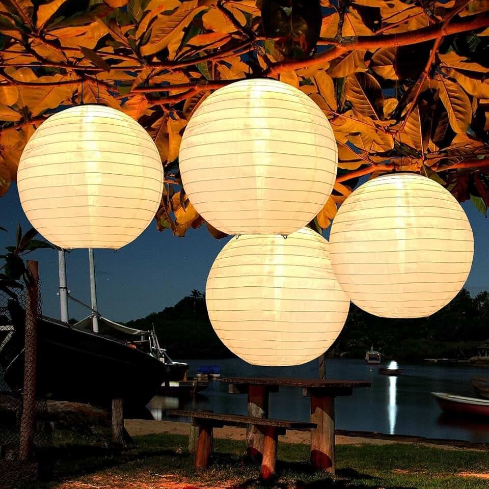 Solar Lampions Außen Wetterfest Solar LED Laterne Wasserdicht Warmweiß Hängende Solarbetrieben Gartenlaterne für Garten Terrasse Hof usw (4 Stück 25cm)