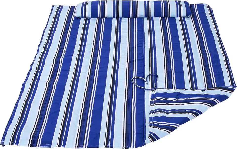 SUNCREAT Portable Hammock Pad with Soft Pillow, Two-Layer Soft Polyester Pad, Blue Stripes
