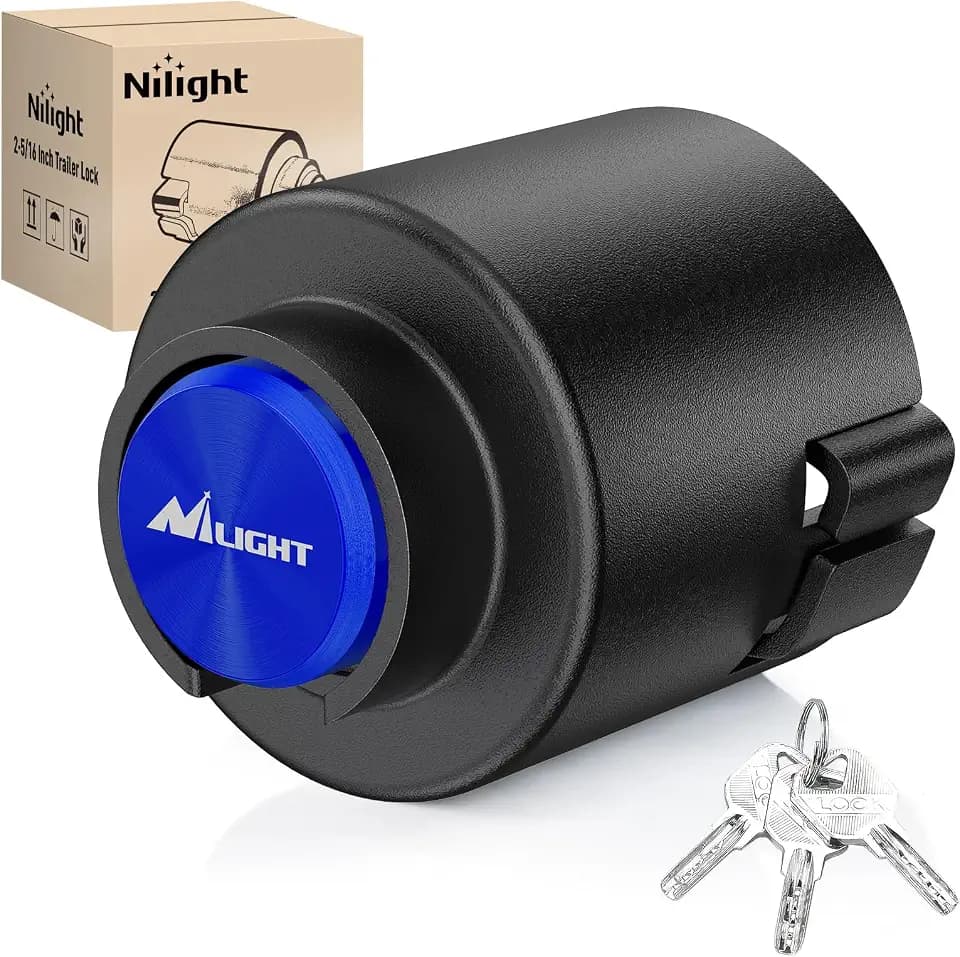 Nilight 2-5/16" Trailer Lock Heavy Duty Anti-Theft Trailer Hitch Locks Fit for 2 5/16 Inch Ball Coupler Safety Chains Trailer Tongue Lock Set with Key Pry-Resistant Brass Core for Trailer Boat RV
