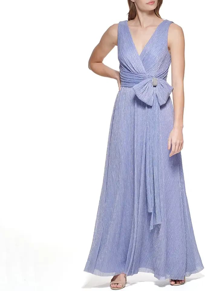 Eliza J Womens Gown Style Bow Detail Sleeveless Vneck Dress