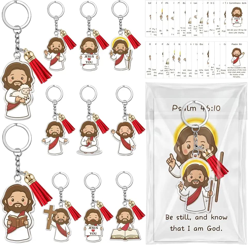 Junkin 30 Sets Emotional Support Keychains with Bible Verse Cards