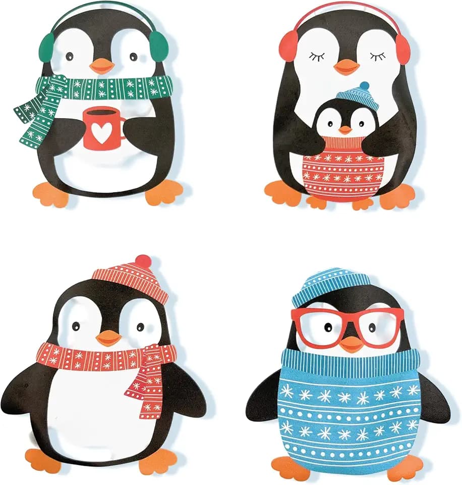 MC-Trend 4er Set Taschenwärmer - Handwärmer im niedlichen Pinguin Winter Design