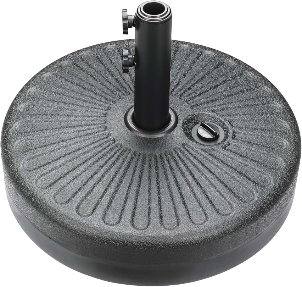 HealSmart 20Inch 50Lbs Durable Fillable Patio Umbrella Base Heavy Duty Stand for Outdoor Lawn, Deck, Poolside, Black