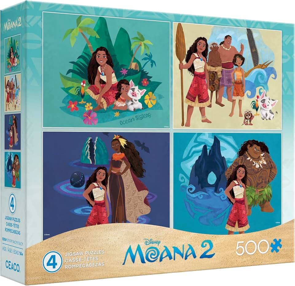 Ceaco - 4 in 1 Multipack - Disney - Moana 2 - (4) 500 Piece Jigsaw Puzzles