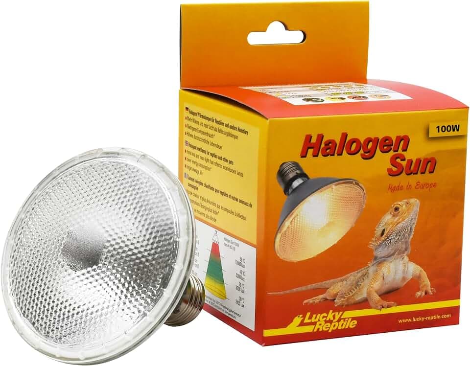 Lucky Reptile Halogen Sun - 100 W Wärmestrahler für E27-Fassungen - Halogenstrahler für Reptilien - Terrarium Lampe mit Tageslichtspektrum - Wärmelampe dimmbar