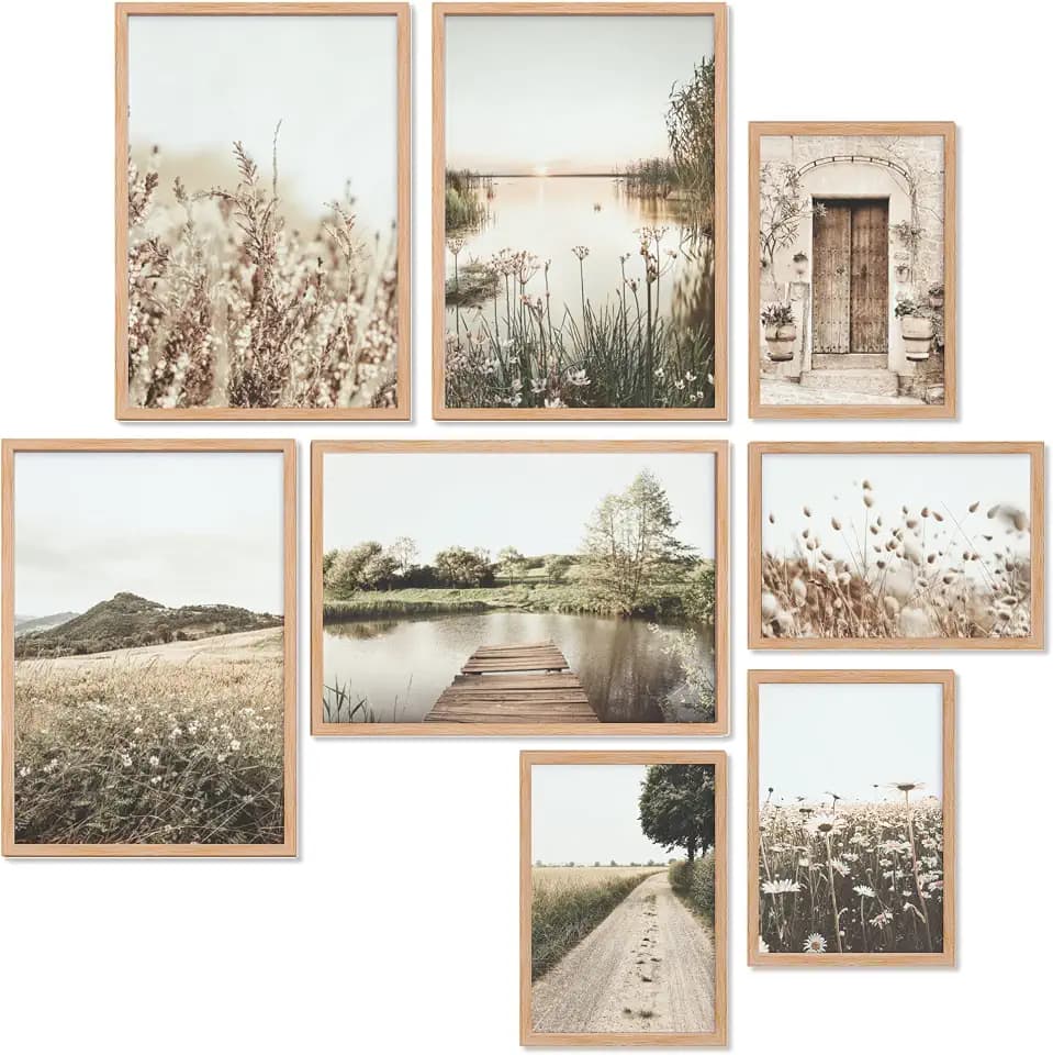 Heimlich – Poster-Set – 4 A3 / 30 x 42 cm + 4 A4 / 21 x 30 cm – Premium-Poster – ungerahmte Drucke – moderner Stil – Blumendekoration