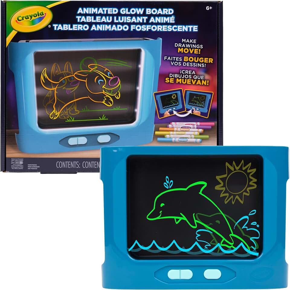 Crayola Animated Glow Board, DualScreen LED Drawing Board with Light Animation, Light Up Tracing Projector, Gift for Kids, Toys for Boys & Girls, Ages 6+