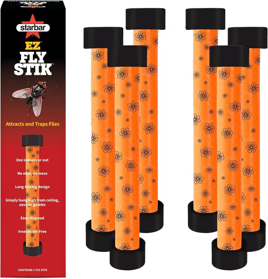 Starbar EZ Fly Stik Fly Trap Sticks, 6-Pack, 8-Inch, Insecticide-Free