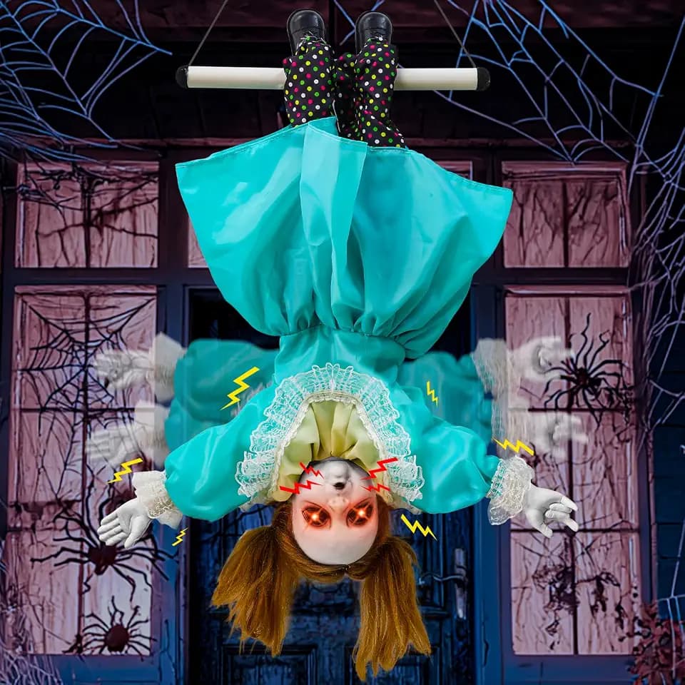 [Moving Hands] 30'' Halloween Animatronic Decorations Outdoor Hanging Doll
