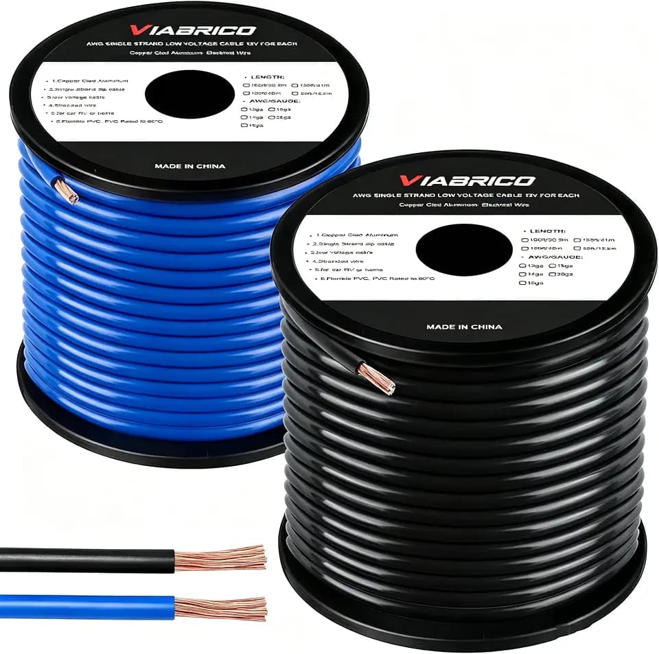 VIABRICO 10 Gauge Wire, for Automotive Power/Ground, Battery Cable, Car Audio, RV, Amp, CCA, Automotive Wire, Amp Kit, Battery Cables, Wiring Kit, (50 feet Each- Black/Blue)