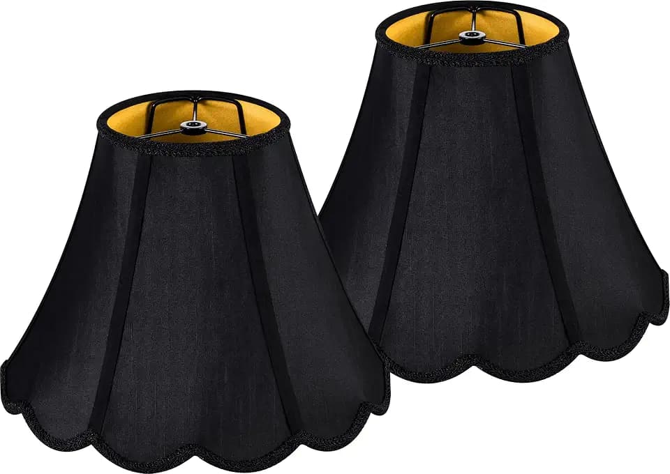 GO&SO Black Scalloped Lamp Shades Set of 2 Medium Replac,6×13"D×9.8"H Boho