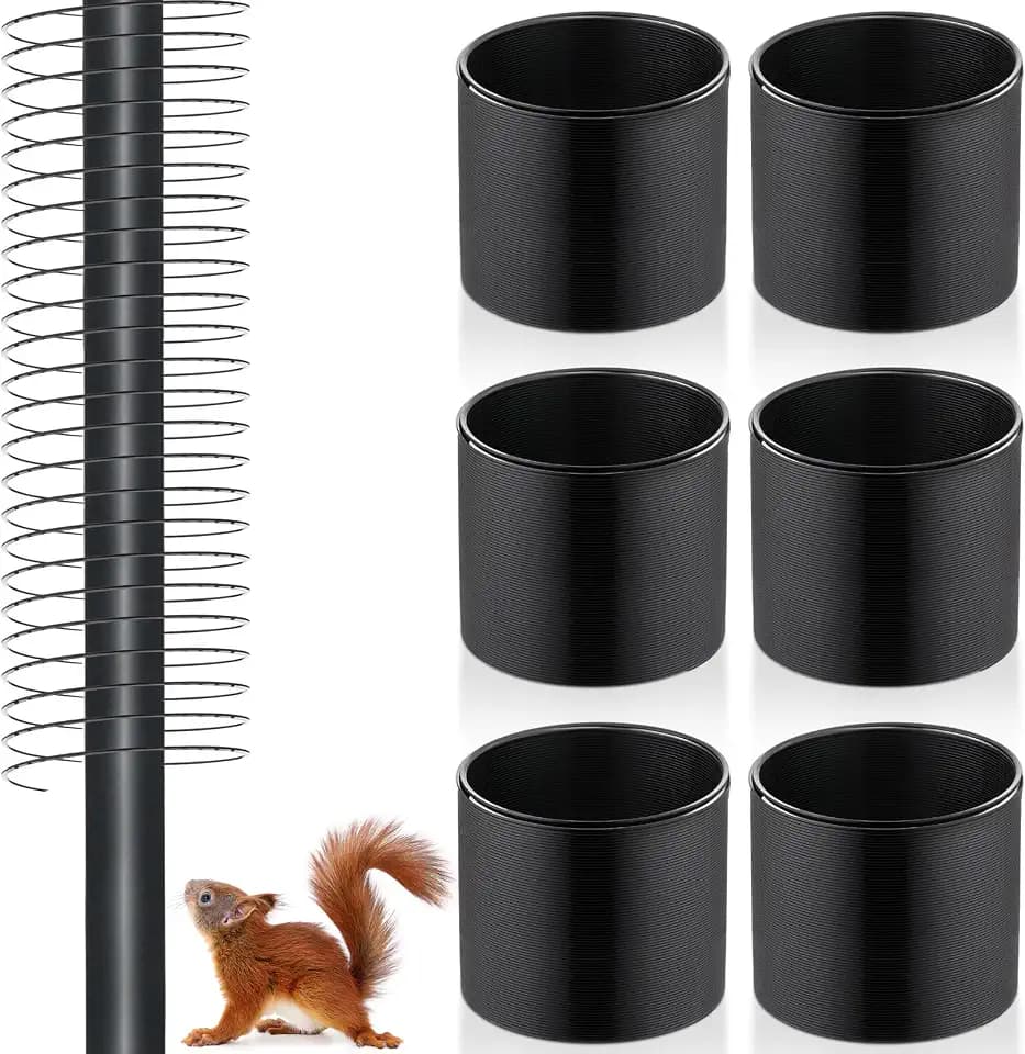 Qualirey 6 Pcs Metal Squirrel Baffle Squirrel Proof Spring for Bird Feeders Spring Coil Guard Protects Hanging Bird Feeders for Outdoor(Black)