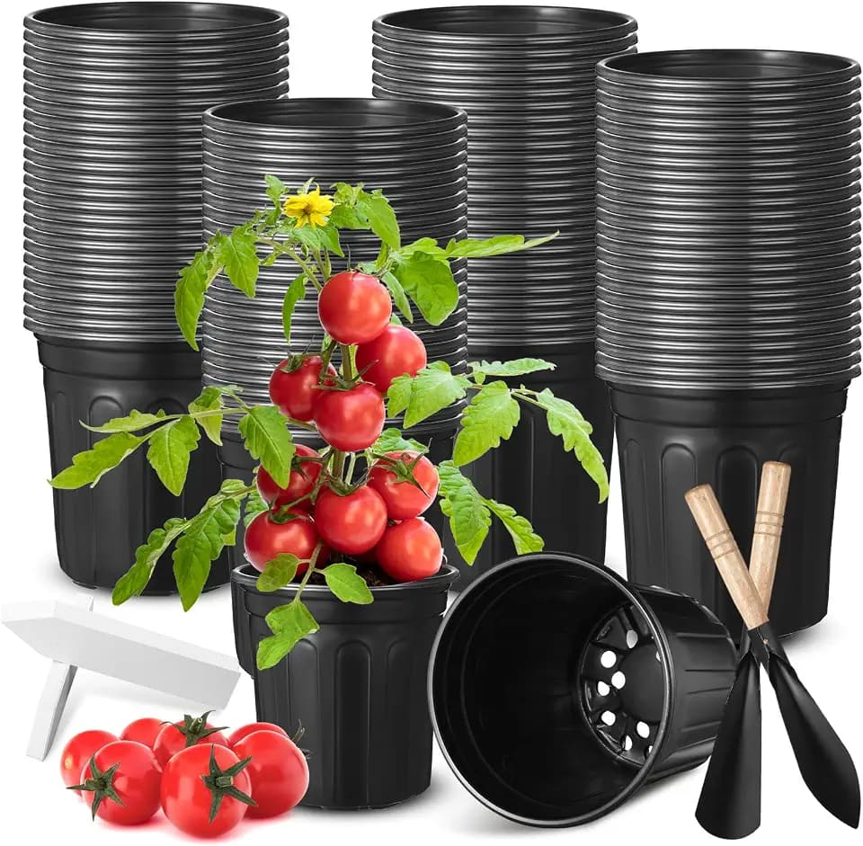600 Pack 1 Gallon Nursery Pots, Black Plastic Seedling Container