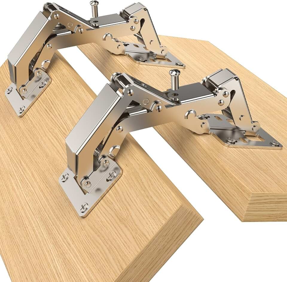 Furniware 2 Stück 170 Grad Soft Close Scharniere für Schranktüren, Kein Vorbohren Schrankscharnier, Küchenschrank mit Dämpfer, Deckelstütze Klappenscharnier, Versteckter für Schrank Möbel Schranktür