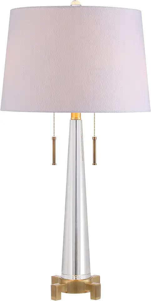 JONATHAN Y Zoe 2-Light Crystal Metal Table Lamp 29.5", Clear/Brass Gold