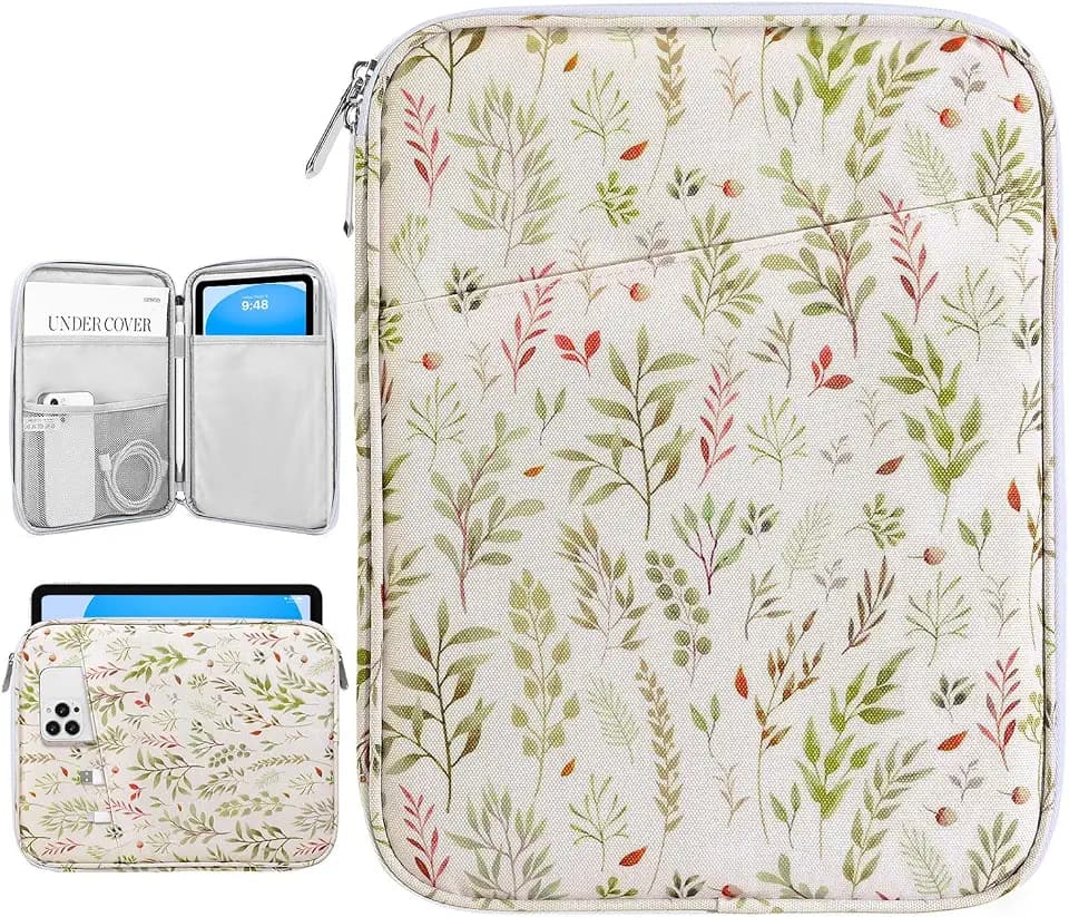 Dadanism 9-11 Inch Tablet Sleeve Bag Carrying Case, Beige Leaf