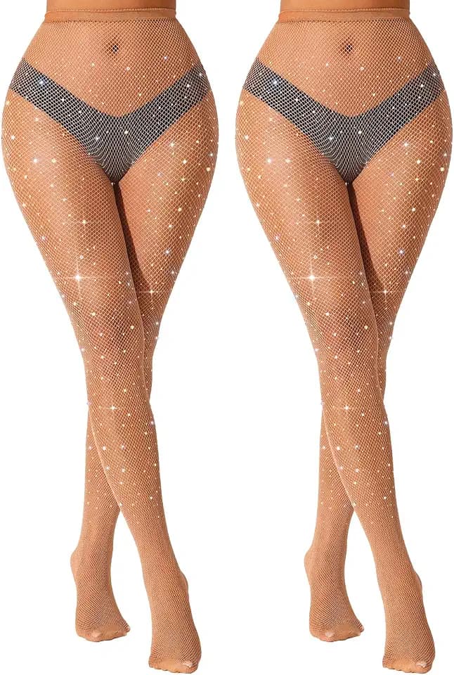 VEBZIN Sparkly Fishnets Stockings High Waist Tights for Women