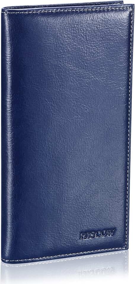 HISCOW Slim Leather Checkbook Cover for Personal Checks