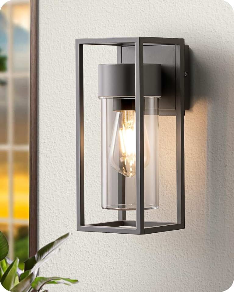 EDISHINE Wandleuchte Innen & Außen, E27, IP44 Wasserdicht, Anthrazit