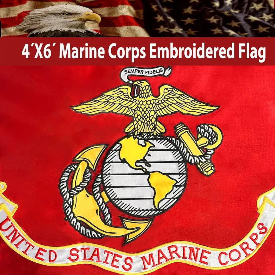 US Marine Corps USMC Flags 4x6 Outdoor Heavy Duty Double Sided 340D Nylon Vivid Color Anti-Fading with 2 Brass Grommets for Home/Company/Indoor Outdoor Decoration