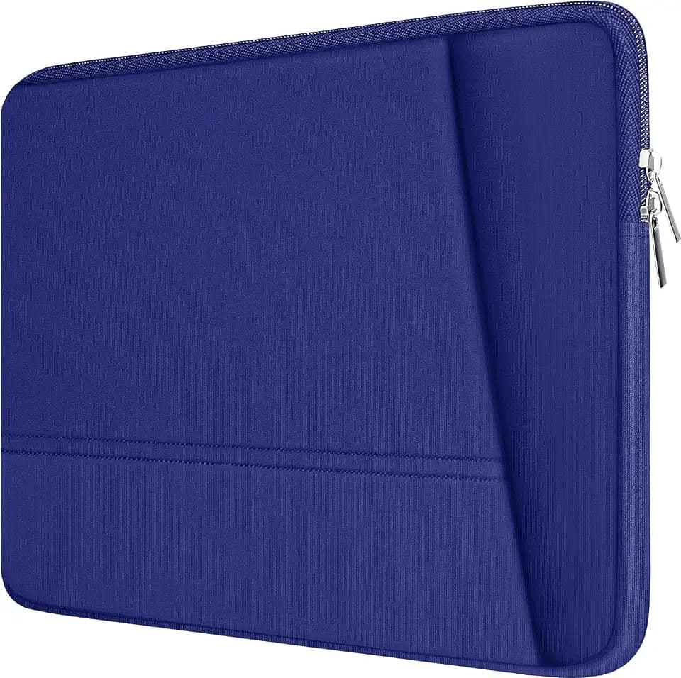TEDNETGO 15.6 Inch Laptop Sleeve, Durable Neoprene Case with Pockets, Protective Carrying Bag for Dell, Lenovo, Asus, Blue