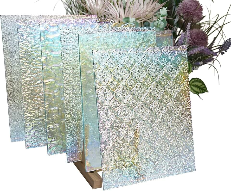 Strukturierte schillernde Buntglasscheibe für Heimwerker, 20,3 x 25,4 cm, transparent, Mosaikglas, Kathedralenkunst-Glasscheiben zum Basteln, 6 Stück