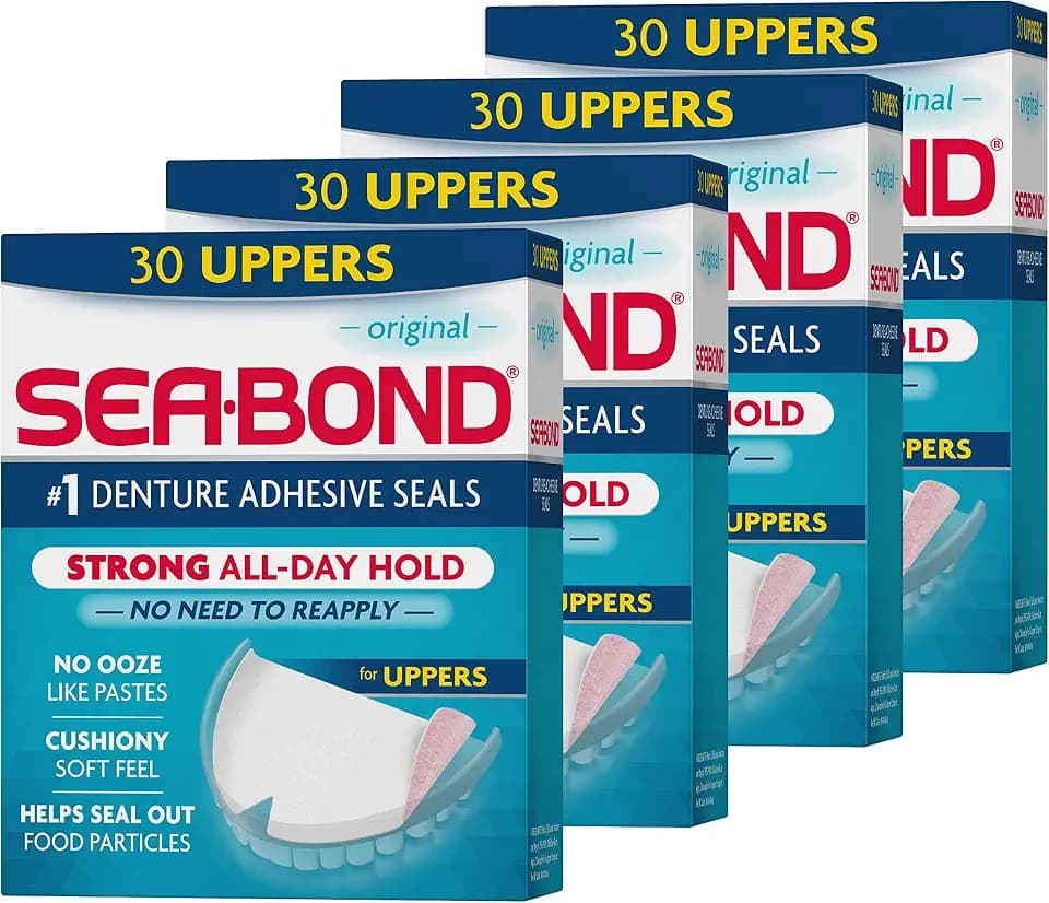 SEA-BOND Denture Adhesive Seals, Original, Uppers, 30 Count (4 Pack)