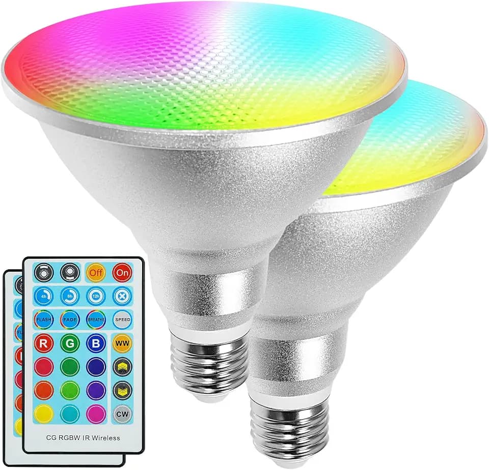 LED Par38 Flood Light Bulb Waterproof Outdoor, Color Changing Light RGBW