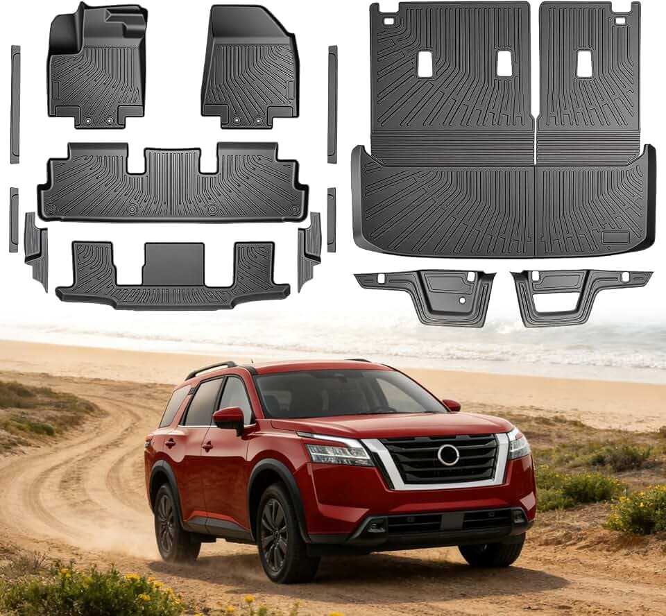 TPE Car Floor Mats for 2022-2026 Nissan Pathfinder 7 Passenger