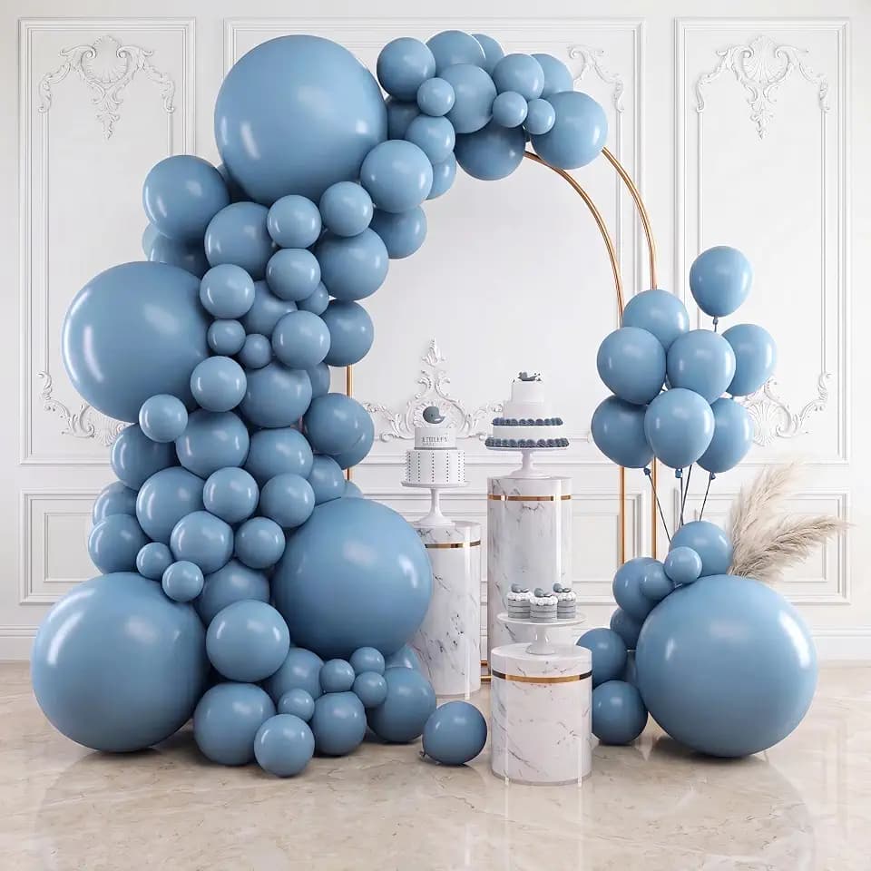 RUBFAC Dusty Blue Balloons Different Sizes Neutral Party Balloon 154pcs