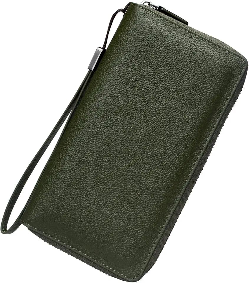 Bveyzi Women RFID Blocking Wallet Leather Zip Around Phone Clutch Large Capacity Ladies Travel Purse Wristlet