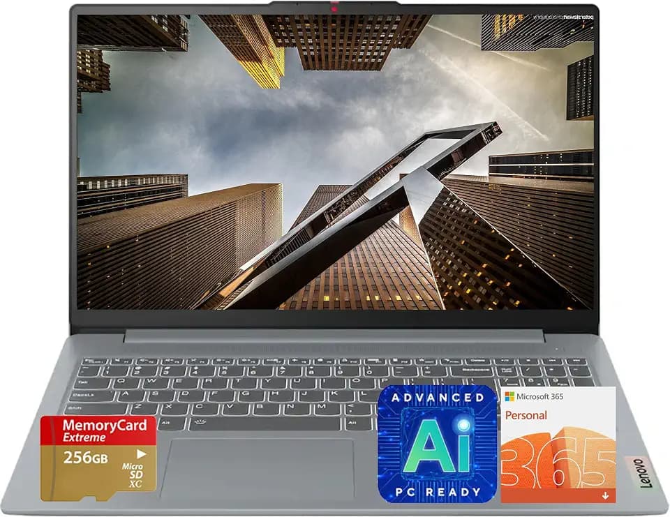 Lenovo IdeaPad Slim 3i Business Laptop, 2026 Edition, 15.6" FHD Copilot AI PC, Intel N150 CPU, 8GB DDR5 RAM, 128GB SSD+256GB MicroSD, Privacy Shutter, Microsoft 365, Win11 Home