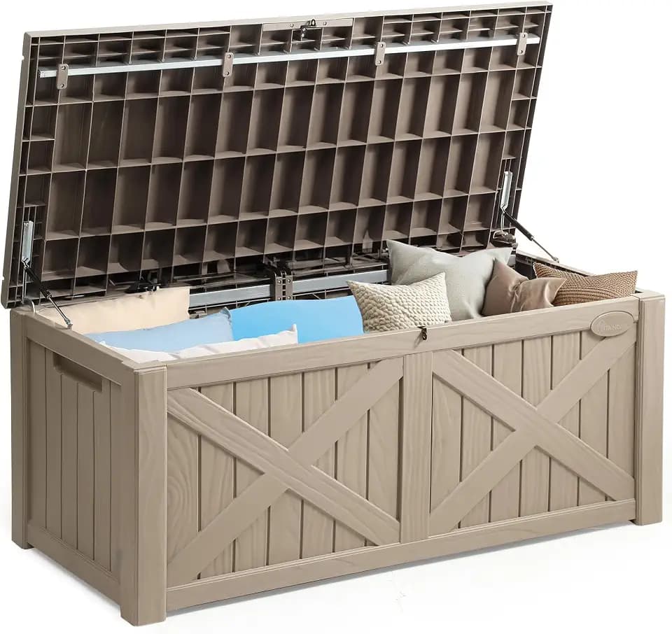 YITAHOME 150 Gallon Large Outdoor Storage Box with X-Shaped Front