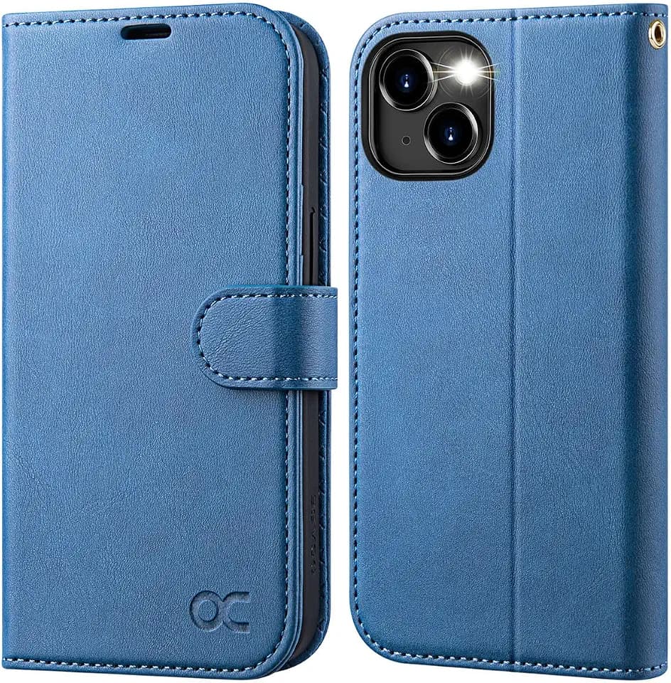 OCASE for iPhone 15 Wallet Case, Card Holder, Light Blue