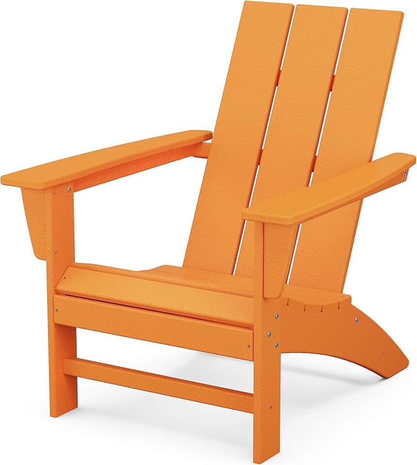 POLYWOOD Modern Adirondack Chair – All-Weather Outdoor Lawn Adirondack Chairs – HDPE, Fade-Resistant & Durable Outdoor Furniture – For Patio, Deck & Fire Pit Chairs – Tangerine
