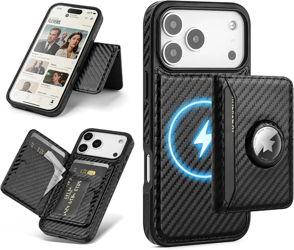 Antsturdy for iPhone 18 Pro Max / 17 Pro Max Phone Wallet Case,Carbon Black