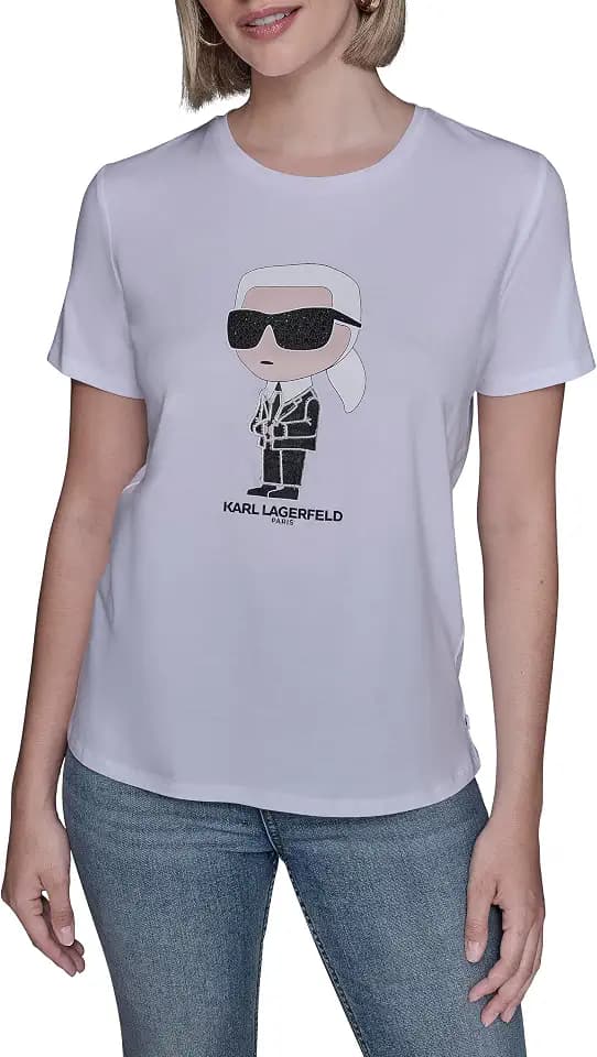 Karl Lagerfeld Women's Short Sleeve Soft Everyday Logo T-Shirt