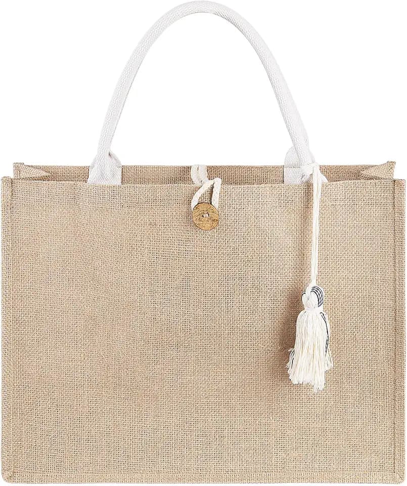itgowisa Beach Bag for Women, BOHO Jute Tote Bag