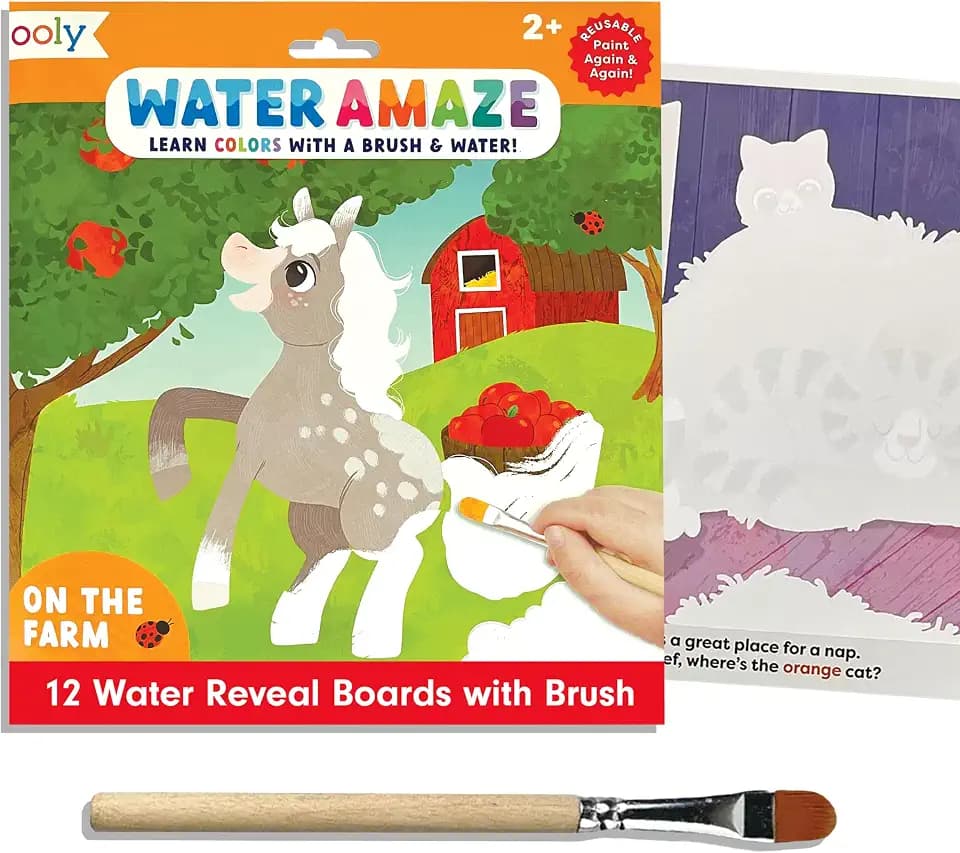 Ooly Water Amaze Mess-Free Activity, 12 Boards & Brush – On the Farm