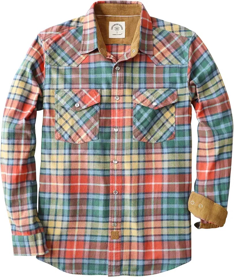 Dubinik® 6 oz Flanellhemd Herren Langarm Druckknopf Freizeithemden Western