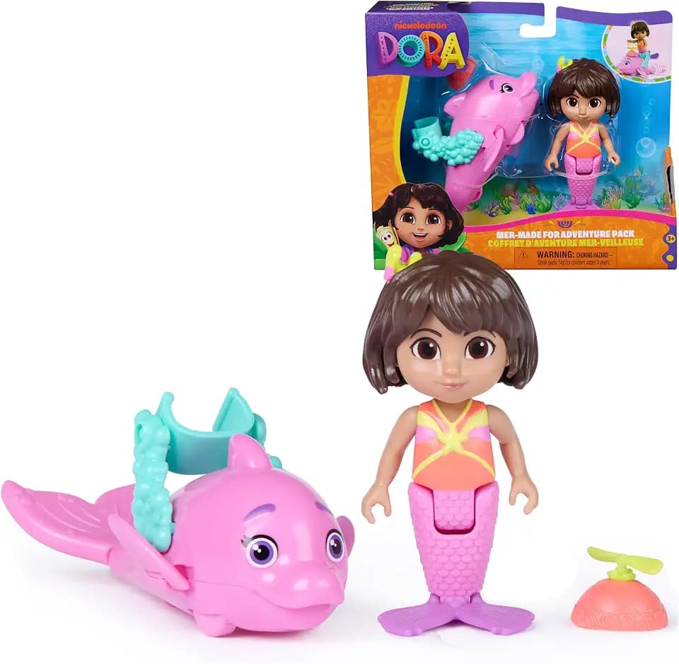 Dora Mer-Made for Adventure Mermaid Figure & Dolphin 2-Pack Toy Set