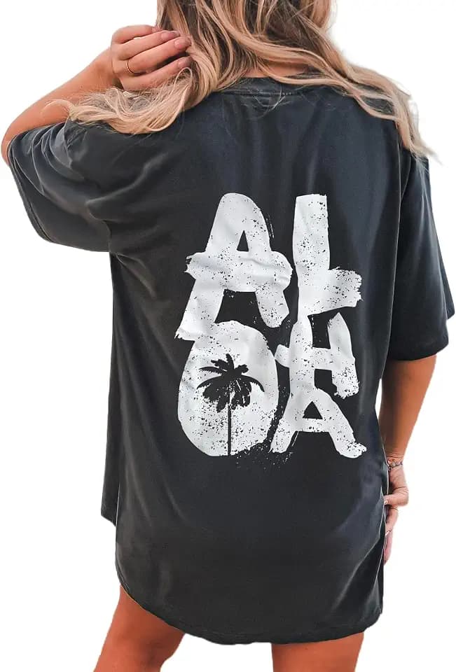 CSDAJIO Women's Trendy Oversized T Shirt Graphic Tee Crewneck Short Sleeve Loose Cute Going Out Summer Tops