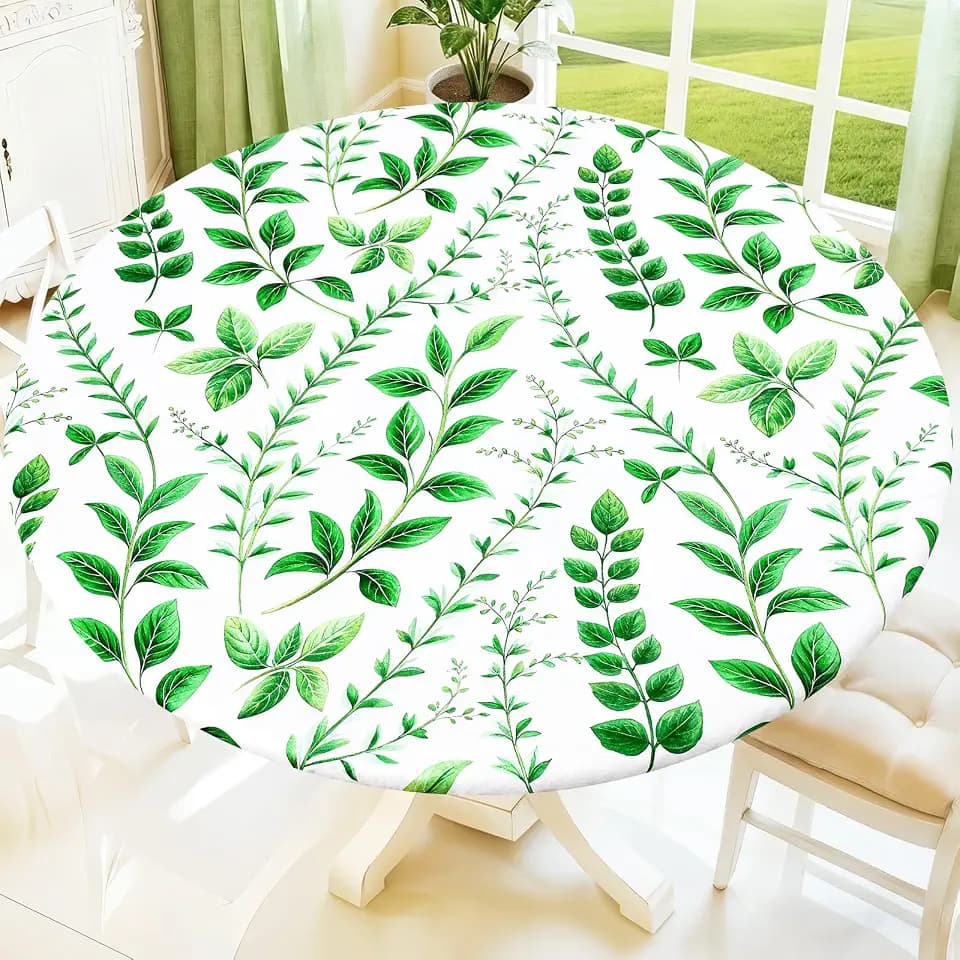 Moosfor Printed Spandex Round Tablecloth Fitted Table Cloth for 57-68 Table