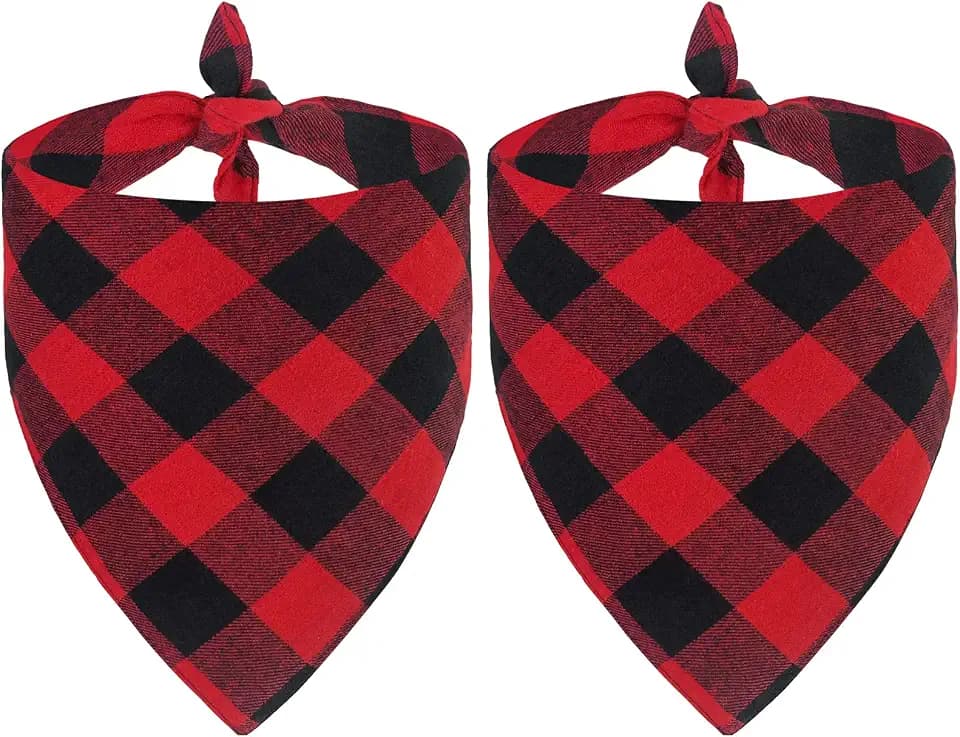 Malier 2 Pack Dog Bandanas Christmas Classic Buffalo Red Plaid Pet Scarf Triangle Bibs Kerchief Pet Costume Outfit Accessories for Small Large and Large Dogs Pets (Red + Red Plaid, X-Large)