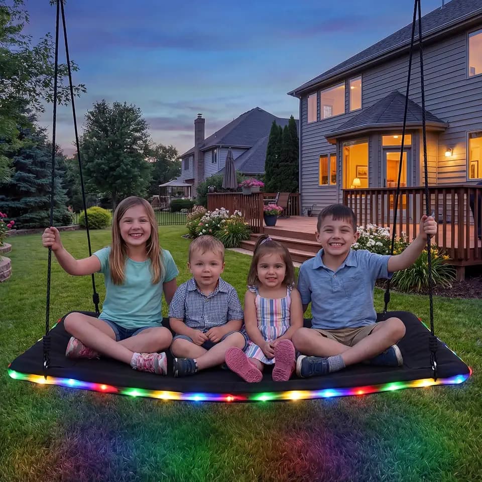 Trekassy 60" Skycurve Platform Tree Swing with LED Light for Kids & Adults