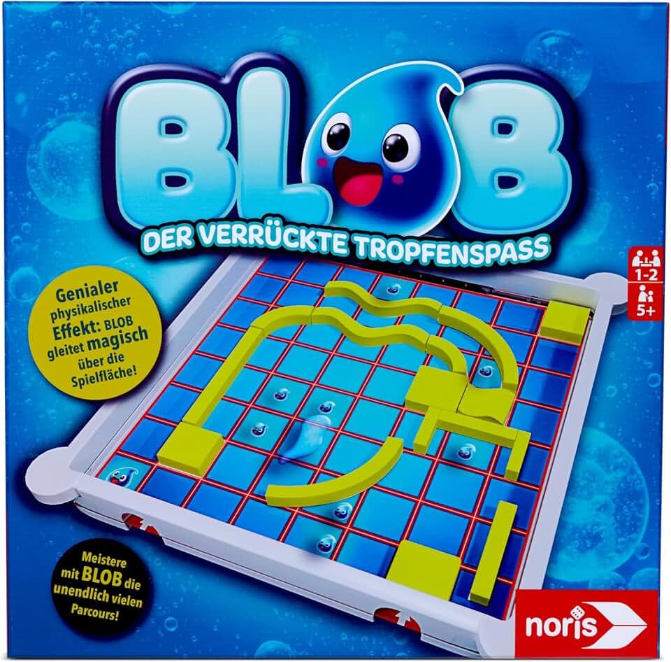 noris 606064711 - Blob - Der verrückte Tropfenspaß (Spiel ab 5 Jahre) - innovatives Geschicklichkeitsspiel mit Wow-Effekt für Kinder, Labyrinth mit endlosen Herausforderungen, 1-2 Spieler