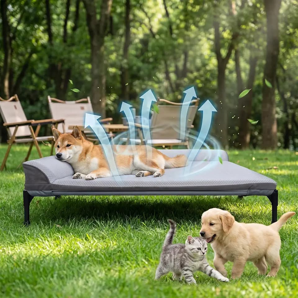 Elevated Cooling Dog Bed, Orthopedic Pet Bed for Extra Large Dogs, Removable Washable Cover, Indoor & Outdoor Raised Pet Cot with Breathable Mesh, Size: 49"*33"*9"